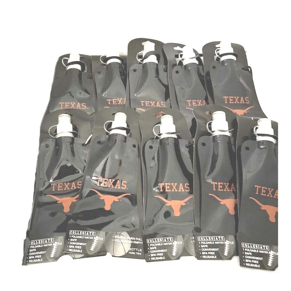 Set of 10 NCAA Texas Longhorns 16 oz Foldable Water Bottle Flask Gameday SEC